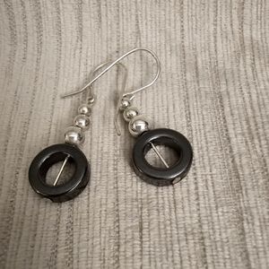 Hematite Loop Earrings